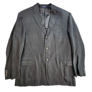 Polo Ralph Lauren 100% Linen Blazer 3 Button Black Men Size XL Vintage Read Desc